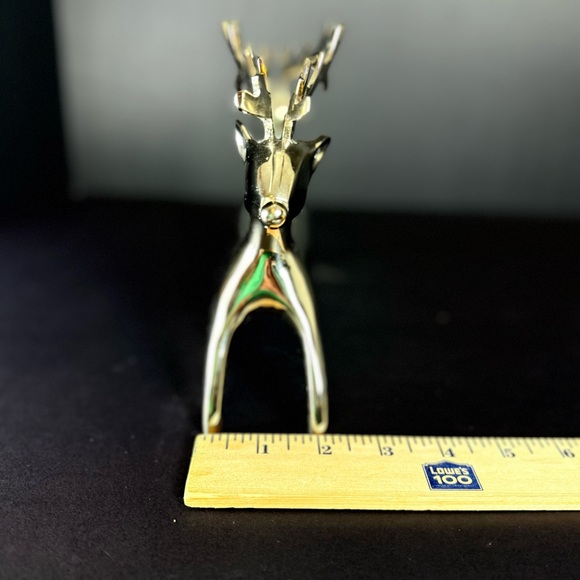 Vintage Pottery Barn Silvertone Metal Reindeer 3 Candlestick Holder Centerpiece - Picture 16 of 16